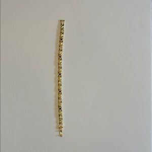 Gold X-link Chain Bracelet clear and black stones.